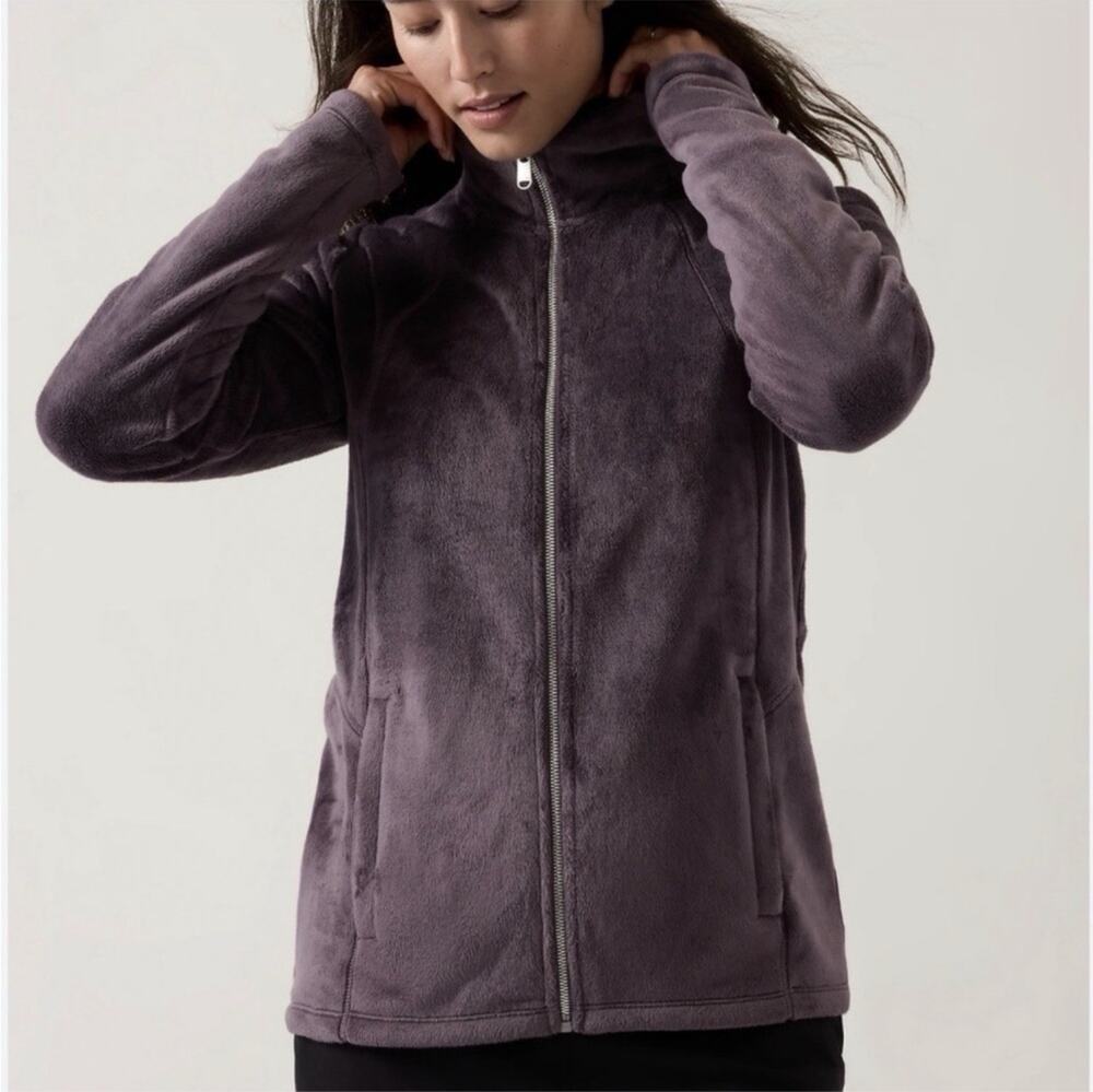 Athleta Cozy Karma Double Recover Full Zip Fleece Jacket Womens Large Purple